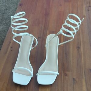 Charlotte Russe White Spiral Strap Heels